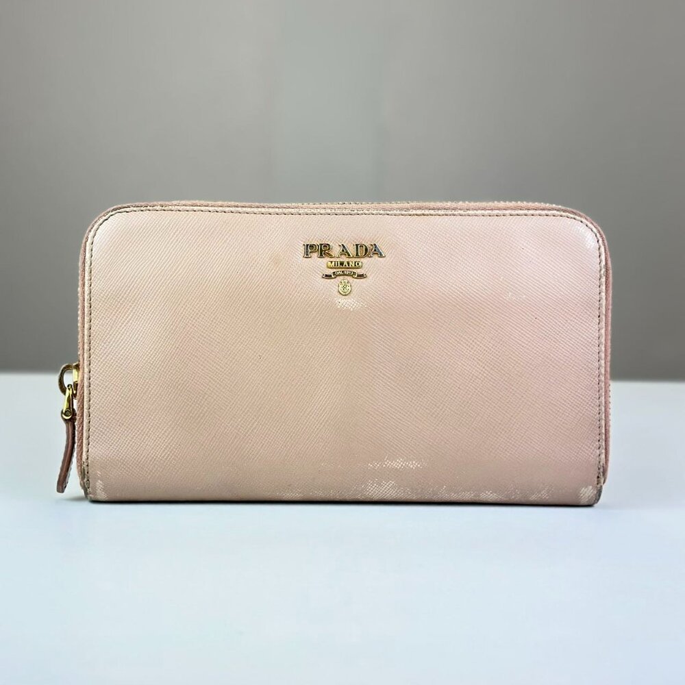 Prada Cream Saffiano Leather Wallet